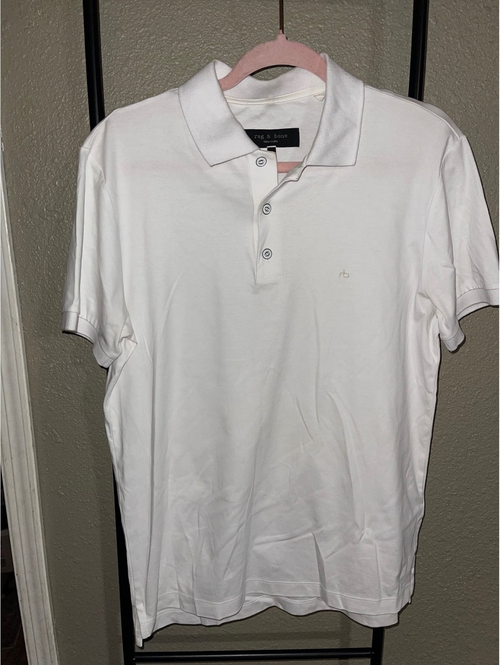 Rag & Bone Men's White Polo Shirt Medium